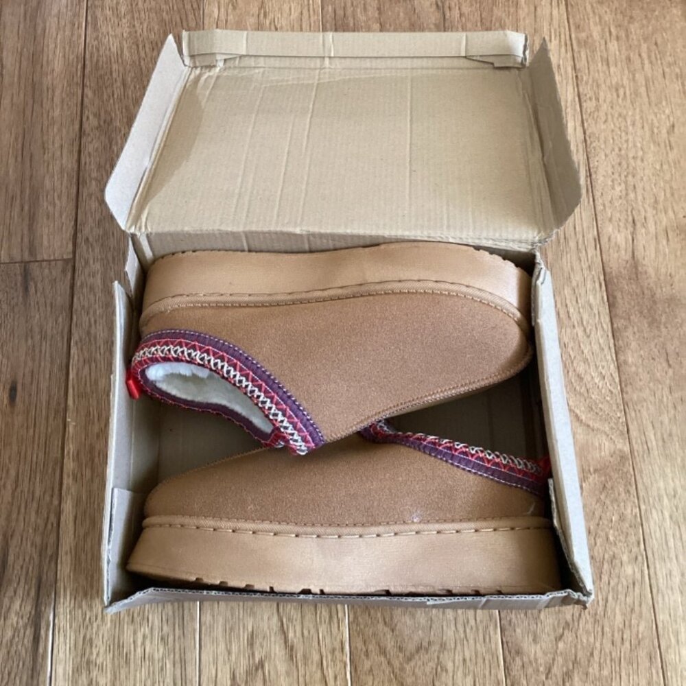 Platform Slipper Shoe Cognac